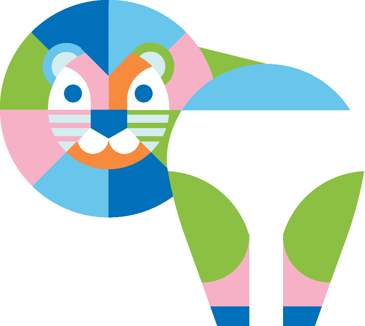 Colorful lion looking over shoulder with diaper on Colorful lion looking over shoulder with diaper on